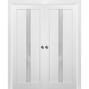 French Double Pocket Doors | Quadro 4112 | White Silk - 36’’ x 80’’ (2* 18x80)