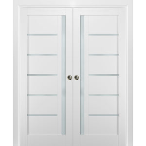 French Double Pocket Doors | Quadro 4088 | White Silk