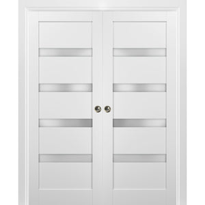 French Double Pocket Doors | Quadro 4113 | White Silk - 36’’ x 80’’ (2* 18x80)