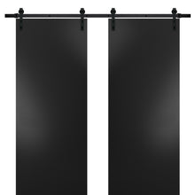 Load image into Gallery viewer, Sturdy Double Barn Door with Hardware | Planum 0010 | Black Matte - 6 ft Railing) Rail / 36’’ x 80’’ (2* 18x80)