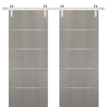 Load image into Gallery viewer, Sliding Double Barn Doors with Hardware | Planum 0020 | Grey Oak