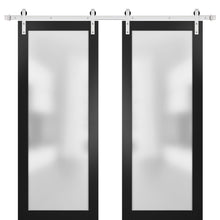 Load image into Gallery viewer, Sturdy Double Barn Door | Frosted Glass | Planum 2102 | Black Matte