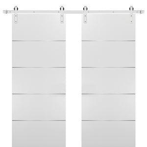 Sliding Double Barn Doors with Hardware | Planum 0020 | White Silk