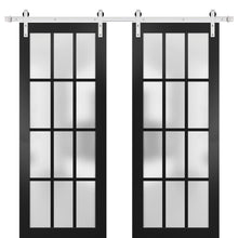 Load image into Gallery viewer, Sturdy Double Barn Door Frosted Glass 12 Lites | Felicia 3312 | Matte Black