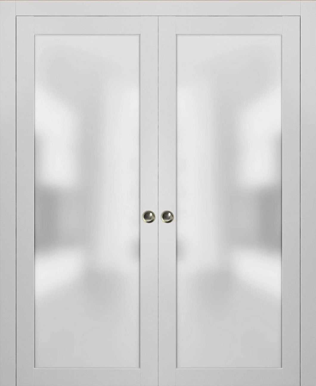 Interior Sliding Closet Double Pocket Doors | Planum 2102 | White Silk