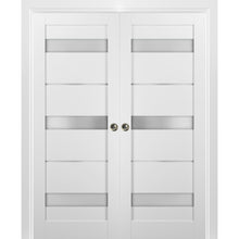 Load image into Gallery viewer, French Double Pocket Doors | Quadro 4055 | White Silk