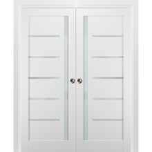 Load image into Gallery viewer, Sliding French Double Pocket Doors | Quadro 4088 | White Silk