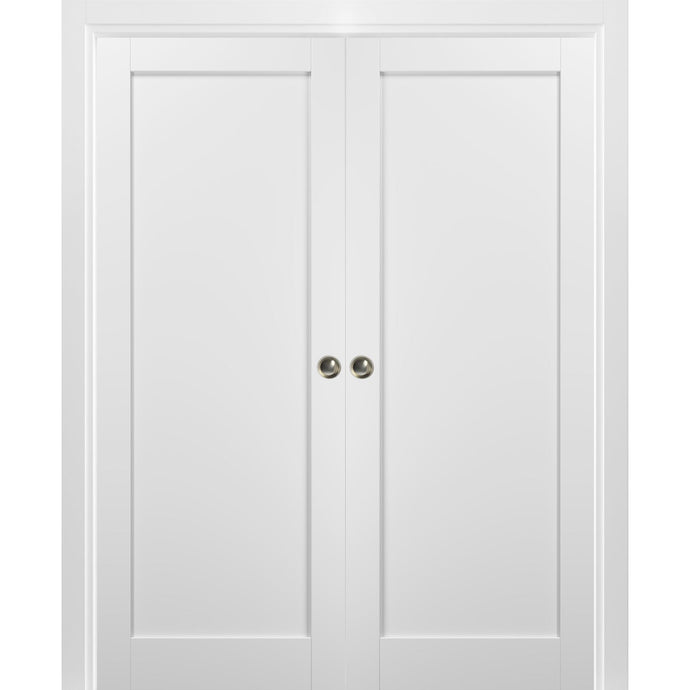 French Double Pocket Doors | Quadro 4111 | White Silk - 36’’ x 80’’ (2* 18x80) - Home