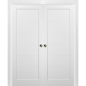 French Double Pocket Doors | Quadro 4115 | White Silk - 36’’ x 80’’ (2* 18x80)