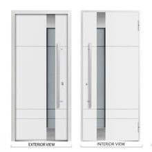 Load image into Gallery viewer, Front Exterior Prehung Steel Door | Top &amp; Right Side White Glass | Deux 1705 | White Enamel