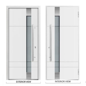 Front Exterior Prehung Steel Door | Right & Left Side White Glass | Deux 1705 | Enamel - Home Doors