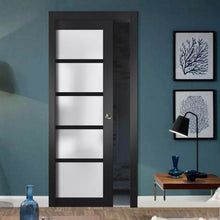 Load image into Gallery viewer, Lite Slab Panel Barn Door | Quadro 4002 | Black Matte - 18’’ x 80’’ - Home Doors