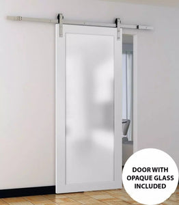 Sturdy Barn Door Frosted Tempered Glass | Planum 2102 | White Silk