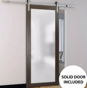 Sturdy Barn Door Frosted Tempered Glass | Planum 2102 | Chocolate Ash