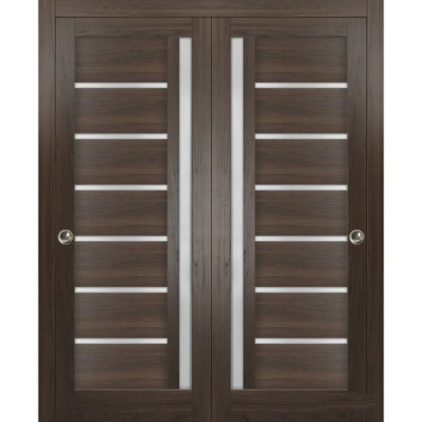 Sliding Closet Bypass Doors Frosted Glass| Quadro 4088 | Chocolate Ash
