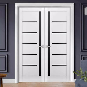 French Double Panel Lite Doors  | Quadro 4088 | White Silk