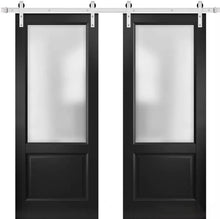 Load image into Gallery viewer, Sliding Double Barn Doors Frosted Glass | Lucia 22 | Matte Black