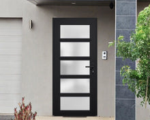 Load image into Gallery viewer, Front Exterior Prehung Metal-Plastic Door Frosted Glass | Manux 8002 | Matte Black