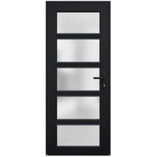 Load image into Gallery viewer, Front Exterior Prehung Metal-Plastic Door Frosted Glass | Manux 8002 | Matte Black