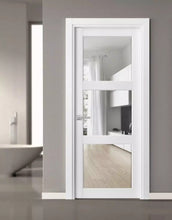 Load image into Gallery viewer, Solid French Door Clear Glass 3 Lites | Lucia 2552 | White Silk