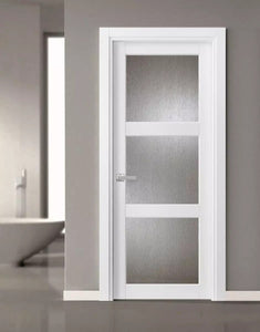 Solid Interior French Rain Glass | Lucia 2588 | White Silk