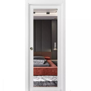 Interior Sliding Closet Pocket Door | Planum 2102 | White Silk