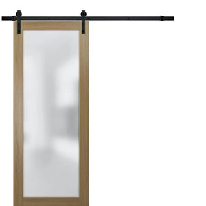 Sturdy Barn Door Frosted Tempered Glass | Planum 2102 | Honey Ash