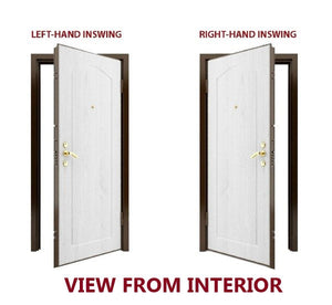 Front Exterior Prehung Steel Door | Top & Right Side White Glass | Deux 1744 | Natural Oak