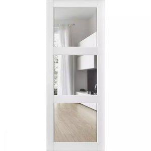 Lite Slab Barn Door Panel | Lucia 2552 | White Silk with Clear Glass