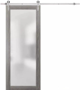 Sturdy Barn Door Frosted Tempered Glass | Planum 2102 | Ginger Ash