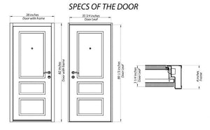 Front Exterior Prehung Steel Door | Top & Right Side White Glass | Deux 1705 | White Enamel