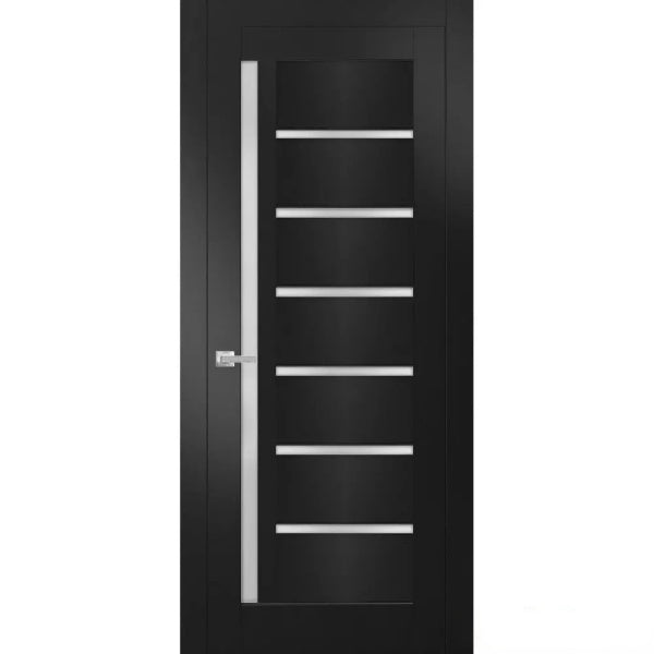 Solid Interior French Doors | Quadro 4088 | Black Matte - Back / Butterfly Hinges / 18’’ x 80’’ - Panel