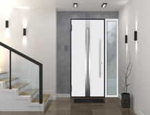 Load image into Gallery viewer, Front Exterior Prehung Steel Door | Left Side White Glass | Deux 1744 | Natural Oak - Home Doors