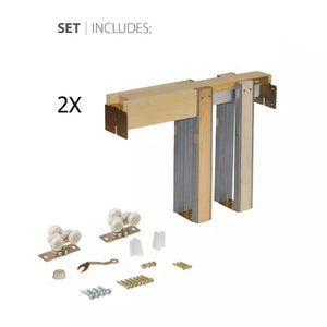 Modern Double Pocket Doors  | Planum 0020 | White Silk
