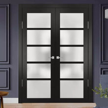 Load image into Gallery viewer, Lite Slab Panel Barn Door | Quadro 4002 | Black Matte - Home Doors