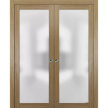 Load image into Gallery viewer, Sliding Double Pocket Door Frosted Tempered Glass | Planum 2102 | Honey Ash