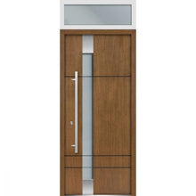 Load image into Gallery viewer, Front Exterior Prehung Steel Door | Top Side White Glass | Deux 1713 | Natural Oak - 36’’ x 80 + 16’’