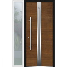 Load image into Gallery viewer, Front Exterior Prehung Steel Door | Left Side White Glass | Deux 1744 | Natural Oak - 36 + 12’’ x 80’’