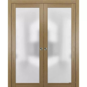 Interior Sliding Closet Double Pocket Doors | Planum 2102 | Honey Ash