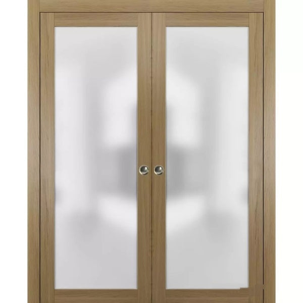 Interior Sliding Closet Double Pocket Doors | Planum 2102 | Honey Ash - 36’’ x 80’’ (2* 18x80) - Home