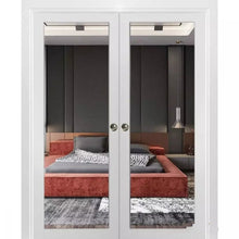 Load image into Gallery viewer, Sliding Double Pocket Door Frosted Tempered Glass | Planum 2102 | White Silk