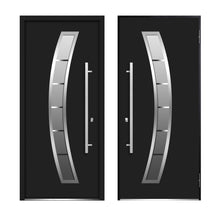 Load image into Gallery viewer, Front Exterior Prehung Steel Door | Right Side Black Glass | Deux 6500 | Black
