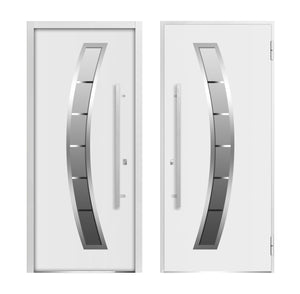 Front Exterior Prehung Glass Steel Door | Deux 6500 | White Enamel - Home Doors