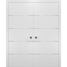 Load image into Gallery viewer, Modern Double Pocket Doors  | Planum 0020 | White Silk