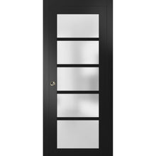 Load image into Gallery viewer, Sliding French Pocket Door Frosted Glass | Quadro 4002 | Black Matte