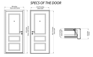 Front Exterior Prehung Steel Door | Top, Right & Left Side White Glass | Deux 1713 | White Enamel