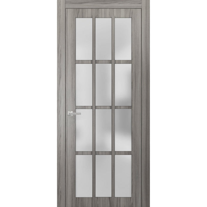 Solid French Door Frosted Glass 12 Lites | Felicia 3312 | Ginger Ash