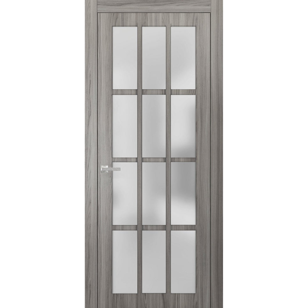 Solid French Door Frosted Glass 12 Lites | Felicia 3312 | Ginger Ash