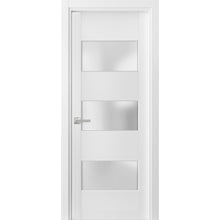 Load image into Gallery viewer, Solid French Door Frosted Glass 3 Lites | Lucia 4070 | White Silk - Butterfly Hinges) 18’’ x 80’’ - Home Doors