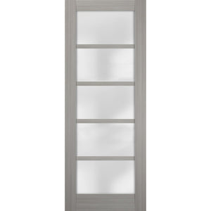 Slab Barn Door Panel Frosted Glass | Quadro 4002 | Grey Ash